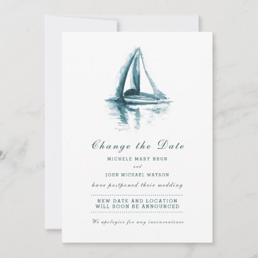 Wasserfarbensegler ändern Datumskarte Save The Date (Vorderseite)