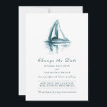 Wasserfarbensegler ändern Datumskarte Save The Date<br><div class="desc">Passen Sie diese Romantische Stilvolle Schöne saubere und frische Vertikale Ändern Sie die Date Card, entworfen mit einer original blauen Aquarellmalerei eines Segelbootes, vollständig anpassbar und Set als Vorlage für Ihre einfache Anpassung. Frische und frische Gestaltung. Sie können auch den Eckstil für diese Einladung ändern. *Aquarellmalerei: 2013 © Natasa Borenovic...</div>