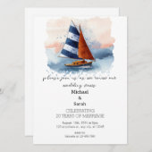 Wasserfarbensegler Hochzeitssegelboot Vow Erneueru Einladung (Vorne/Hinten)