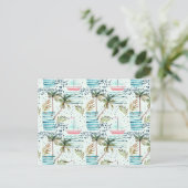 Wasserfarbensegler mit Palmbaummuster Postkarte (Stehend Vorderseite)