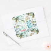 Wasserfarbensegler mit Palmbaummuster Quadratischer Aufkleber (Umschlag)