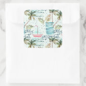 Wasserfarbensegler mit Palmbaummuster Quadratischer Aufkleber (Tasche)