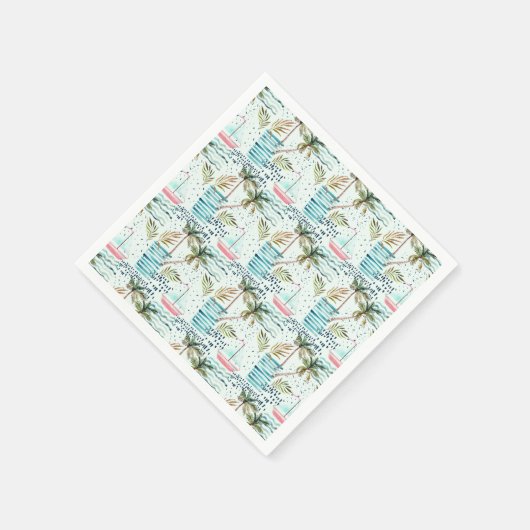 Wasserfarbensegler mit Palmbaummuster Serviette (Ecke)