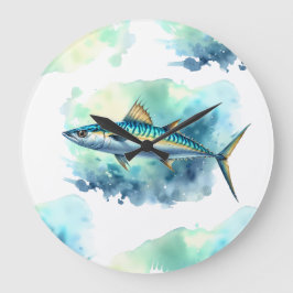 Wasserfarbenserie: Mackerel Große Wanduhr