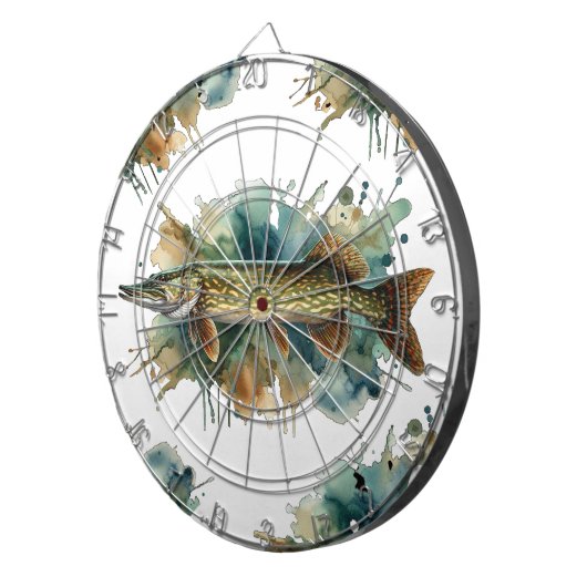 Wasserfarbenserie: Pike Dartscheibe (Vorderseite rechts)