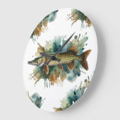 Wasserfarbenserie: Pike Große Wanduhr (Winkel)