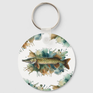 Wasserfarbenserie: Pike Schlüsselanhänger