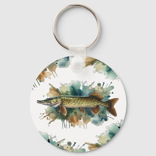 Wasserfarbenserie: Pike Schlüsselanhänger (Vorderseite)
