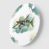 Wasserfarbenserie: Zander/Walleye Große Wanduhr (Winkel)