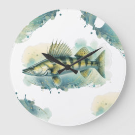 Wasserfarbenserie: Zander/Walleye Große Wanduhr