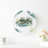 Wasserfarbenserie: Zander/Walleye Große Wanduhr (Zuhause)