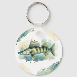Wasserfarbenserie: Zander/Walleye Schlüsselanhänger