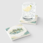 Wasserfarbenserie: Zander/Walleye Steinuntersetzer (Seitenansicht)