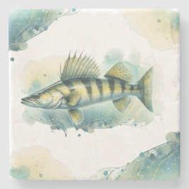 Wasserfarbenserie: Zander/Walleye Steinuntersetzer