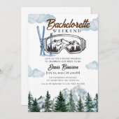 Wasserfarbenskifahren Einladung (Vorne/Hinten)