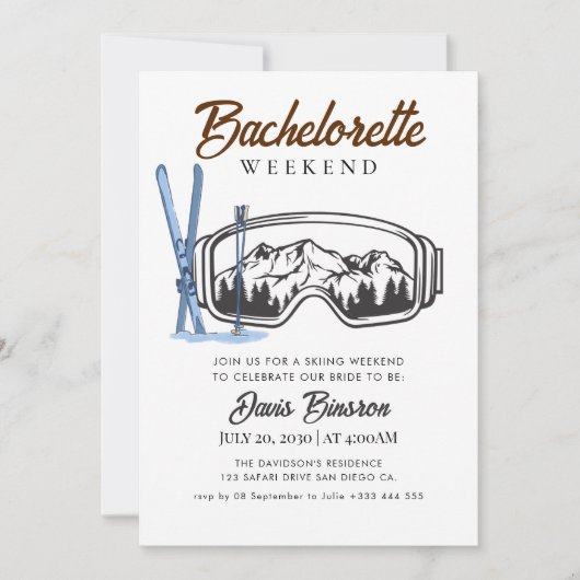 Wasserfarbenskifahren Einladung (Vorderseite)