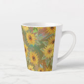 WASSERFARBENSLIEGENDE SONNENBLUMEN AUF GRÜNEM HINT MILCHTASSE (Rechts)