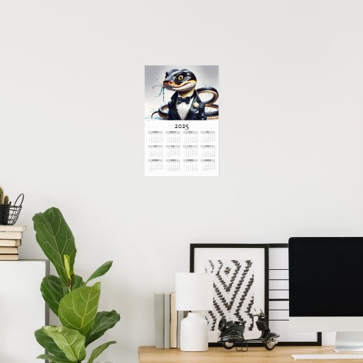 Wasserfarbensnake Tuxedo Bow Krawatte 2025 Mauerka Poster (Heimbüro)