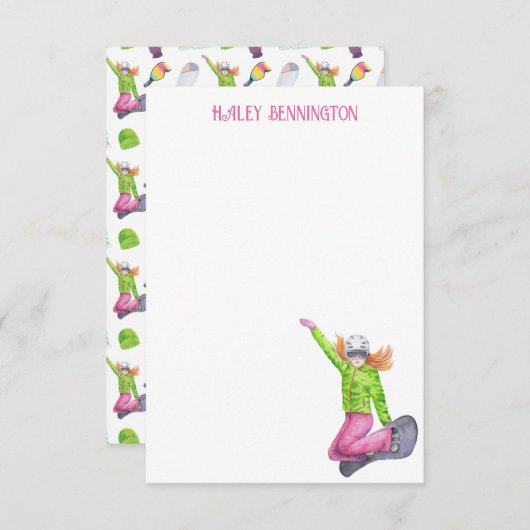 Wasserfarbensnowboarden Personalisiert Dankeskarte (Vorne/Hinten)