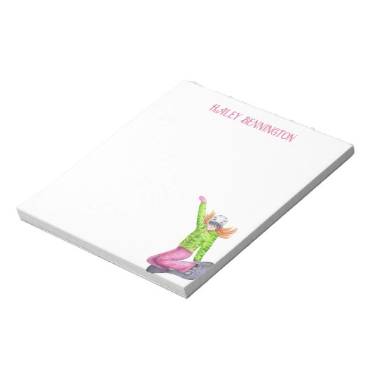 Wasserfarbensnowboarden Personalisiert Notizblock (Rotiert)