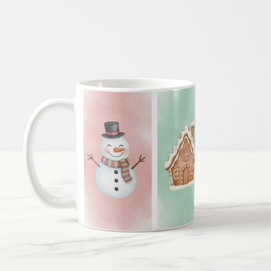 Wasserfarbensnowman, Rentier und Pinguin-Tasse Kaffeetasse (Links)