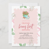 Wasserfarbensorbe Erdbeeren 1. Geburtstag Einladung (Vorderseite)