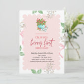 Wasserfarbensorbe Erdbeeren 1. Geburtstag Einladung (Stehend Vorderseite)