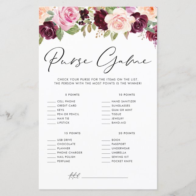 Wasserfarbenspiel Burgund und Peach Blume Pursuit  (Vorderseite)