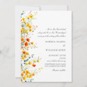 Wasserfarbenspiel Wildblume Bohemische Hochzeit Einladung (Vorderseite)