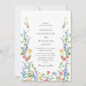 Wasserfarbenspiel Wildblume Bohemische Hochzeit Einladung (Vorderseite)