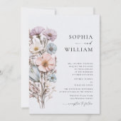 Wasserfarbenspiel Wildblume Bohemische Hochzeit Einladung (Vorderseite)