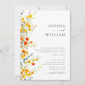 Wasserfarbenspiel Wildblume Bohemische Hochzeit Einladung (Vorderseite)