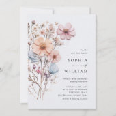 Wasserfarbenspiel Wildblume Bohemische Hochzeit Einladung (Vorderseite)