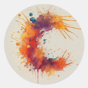 Wasserfarbensplash C Runder Aufkleber