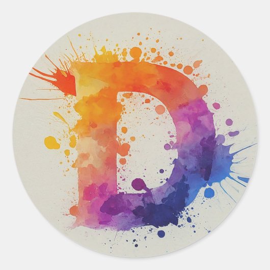 Wasserfarbensplash D Runder Aufkleber (Vorderseite)