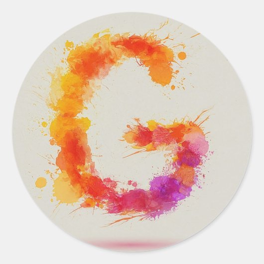 Wasserfarbensplash G Runder Aufkleber (Vorderseite)