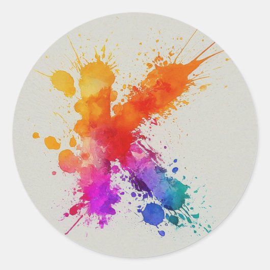 Wasserfarbensplash K Runder Aufkleber (Vorderseite)