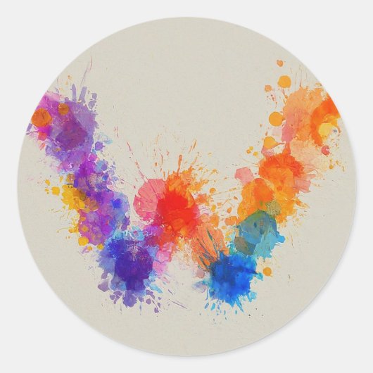 Wasserfarbensplash W Runder Aufkleber (Vorderseite)