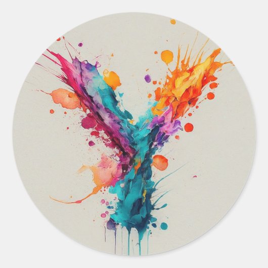 Wasserfarbensplash Y Runder Aufkleber (Vorderseite)