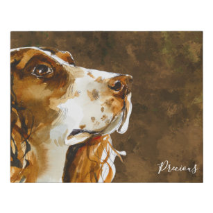Wasserfarbenspringer Spaniel-Hund-Name Künstlicher Leinwanddruck