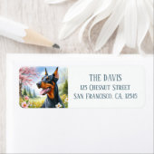 Wasserfarbenspringtime-Feld der Blume Doberman - (Insitu)