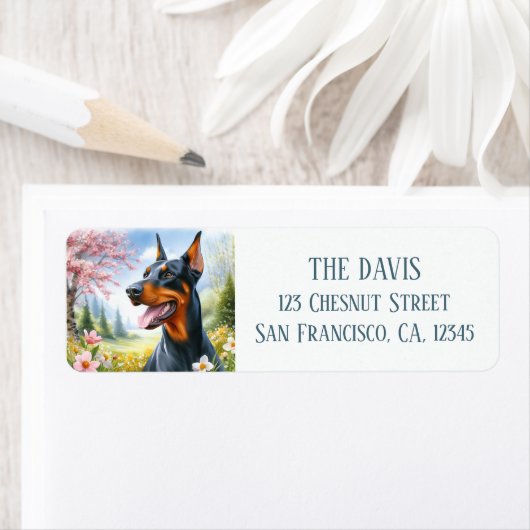 Wasserfarbenspringtime-Feld der Blume Doberman - (Insitu)