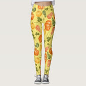 WasserfarbenSquash, Pumpkin und Blätter Muster Leggings (Vorderseite)