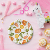 WasserfarbenSquash, Pumpkin und Blätter Muster Pappteller (Party)