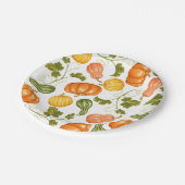 WasserfarbenSquash, Pumpkin und Blätter Muster Pappteller (Schrägansicht)