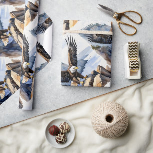 Wasserfarbenstil Adler Flying Cliff Geschenkpapier