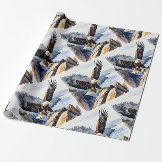 Wasserfarbenstil Adler Flying Cliff Geschenkpapier (Ungerollt)
