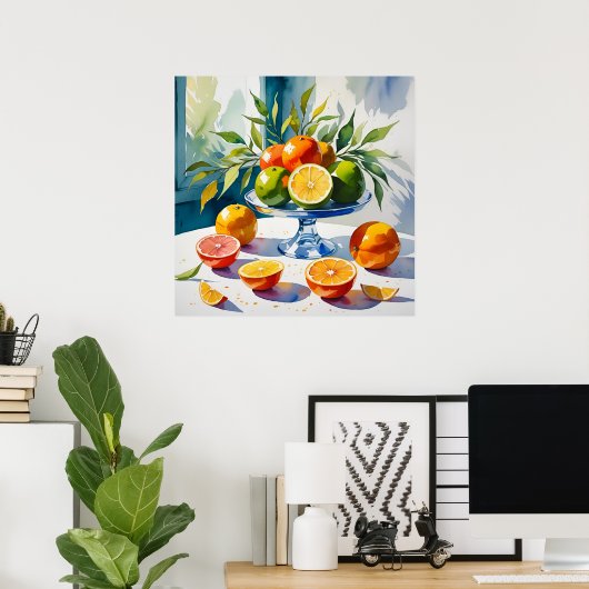 Wasserfarbenstil Citrus Vignette Poster (Heimbüro)