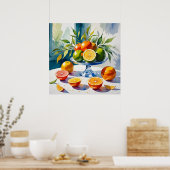 Wasserfarbenstil Citrus Vignette Poster (Küche)