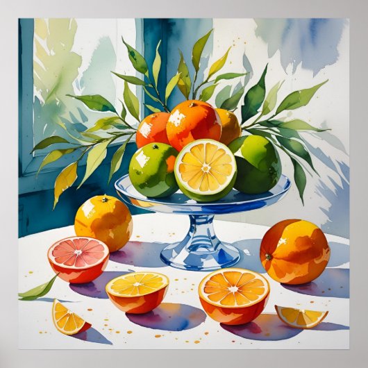 Wasserfarbenstil Citrus Vignette Poster (Vorne)